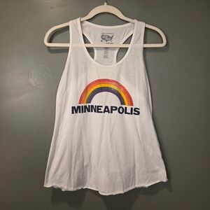 Local Pride Minneapolis Racerback‎ Tank Top Women's Size M White Multi Rainbow